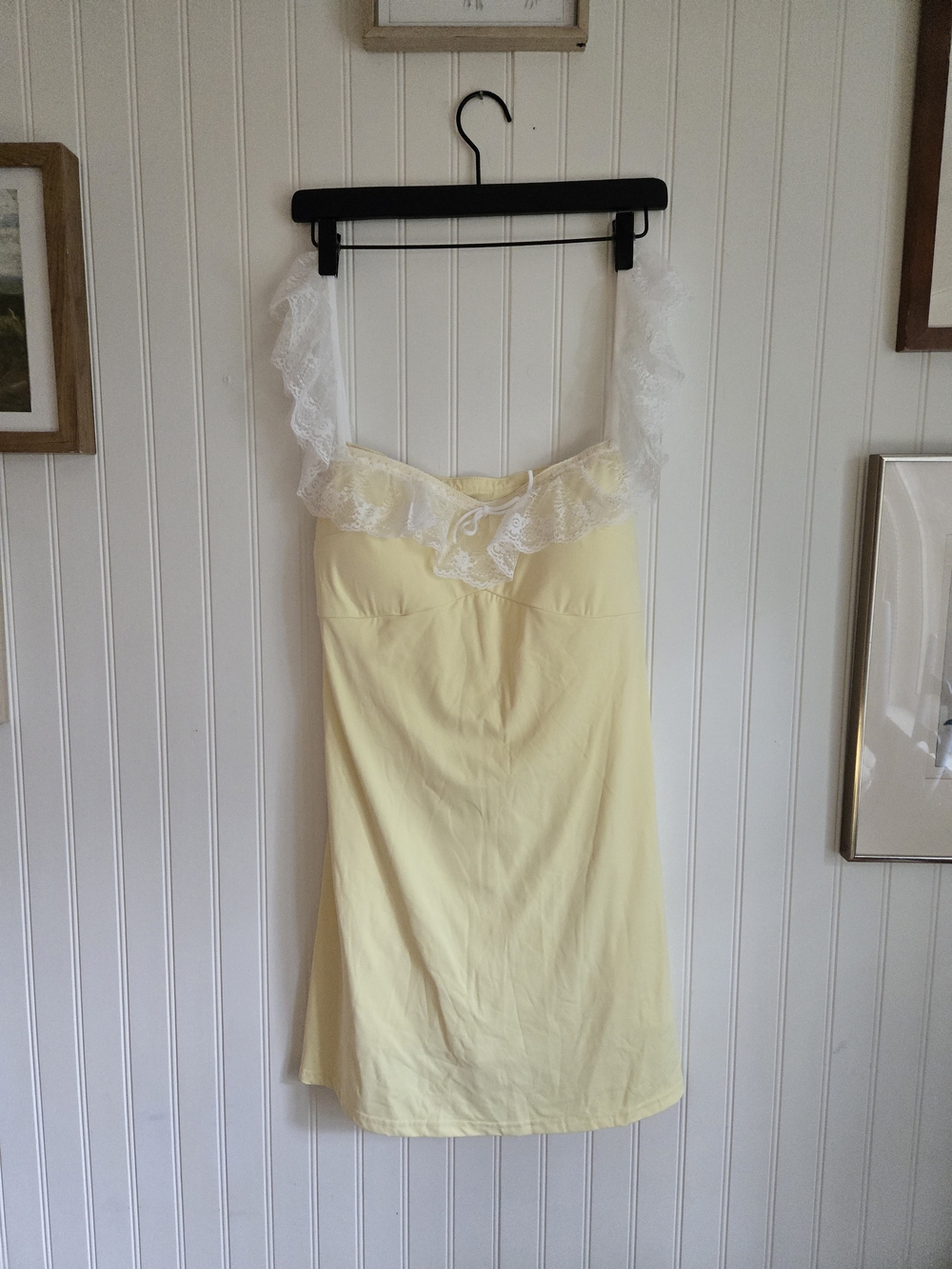 Altard State As Revival Butter Yellow Lace-Trim Athletic Mini Dress